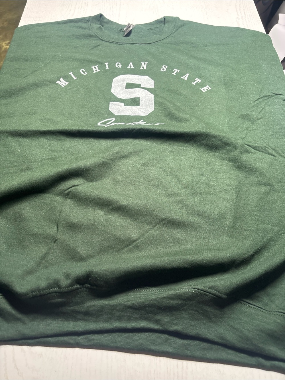 Gildan Michigan State Green Crewneck with White Block 'S'